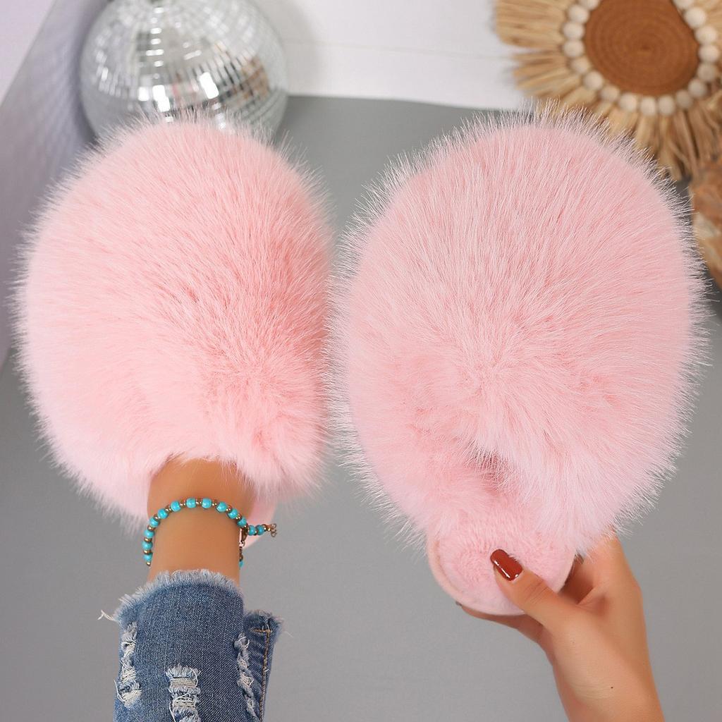 Women's Lightweight Comfortable Thick Bottom Cold Warm Padded Non-slip Wear Outdoor Sports Plush Cotton Slippers