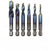 Coadă hexagonală placată cu titan HSS Filet metric Burghii de găurit Mașină cu șuruburi Tap compus M3 M4 M5 M6 M8 M10 Unelte de mână