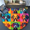 Dachshund Round Area Rug,Carpet Rug for Living Room Bedroom Sofa Playroom Decor,Non-slip Floor Mat