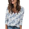 Ladies' Fashionable Casual Long Sleeved Retro Floral Print V-Neck Top Women'S T-Shirts Women Clothes Playeras De Mujeres