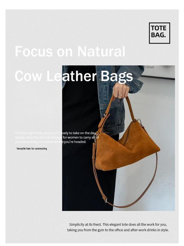 Damska 2025 Moda Koreańska Duża Pojemność Skóra Naturalna Matowa Skóra Bydlęca Torba Listonoszka na Ramię