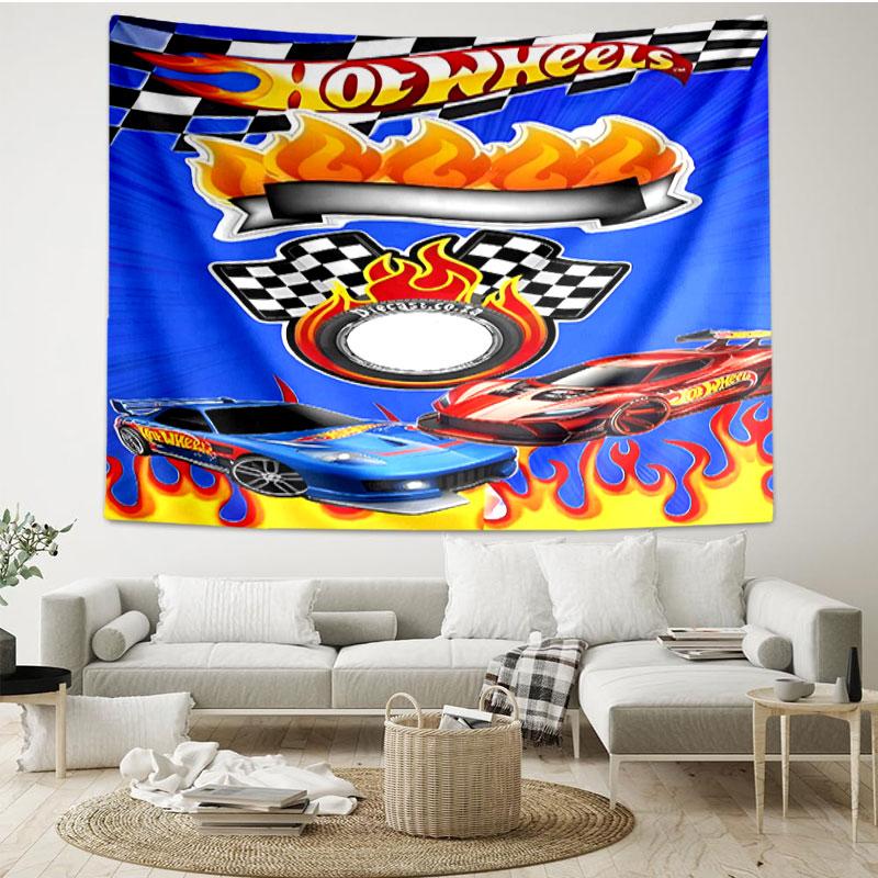 Hot Wheels Print Tapestry - Portable Wall Decor Cloth, for Home, Dorm, Travel, Bedroom, Living Room - Ideal Birthday Housewarming Gift