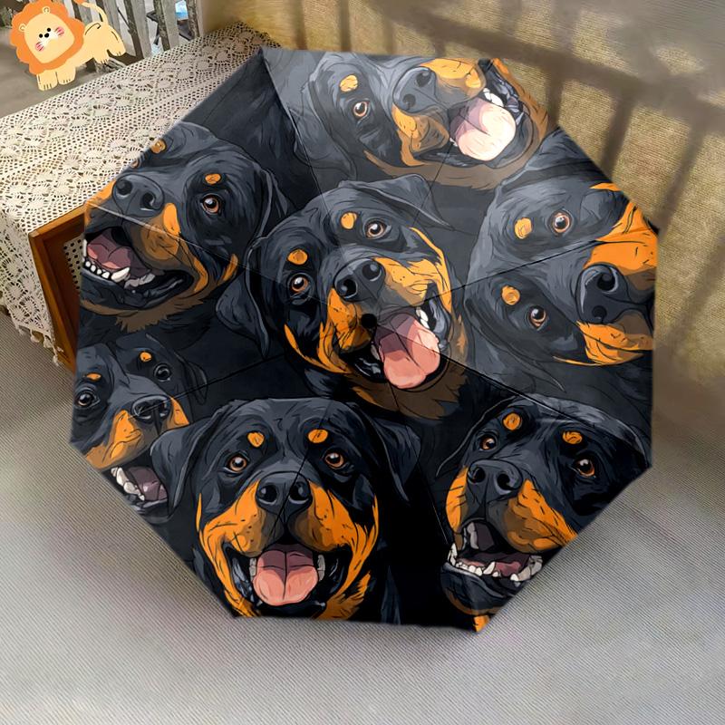 1 PC Automatic Folding Umbrella - Rottweiler Pattern, Portable & Foldable Design with 8 Ribs, Christmas Birthday Gifts