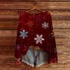 Women's Fashion Christmas Print Lightweight Sweater Casual Long-Sleeve Knit Pullover Top