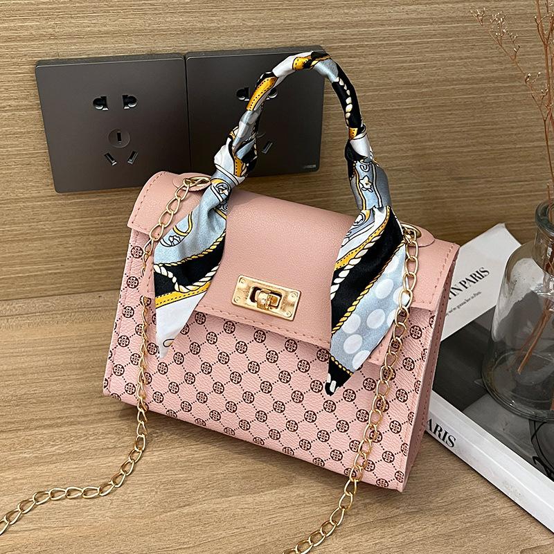 

Women s bag new chain stylish and simple printed small square bag shoulder crossbody casual mobile phone bag portable розовый