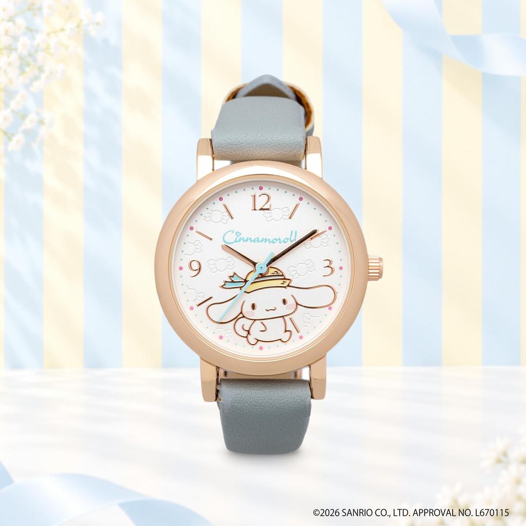 Fieldwork Analog Sanrio Nuance Easy to Faux Leather 12mm Strap Blue Line Watch G Women's Watch, Goods, Cinnamoroll, Colors, Simple, Read, Band, Width,