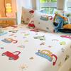 1Pc Cotton Bed Sheet For Kids Cartoon Style Car Printed Fitted Sheet With Elastic Band For Boys Pure Cotton Single Bed Cover