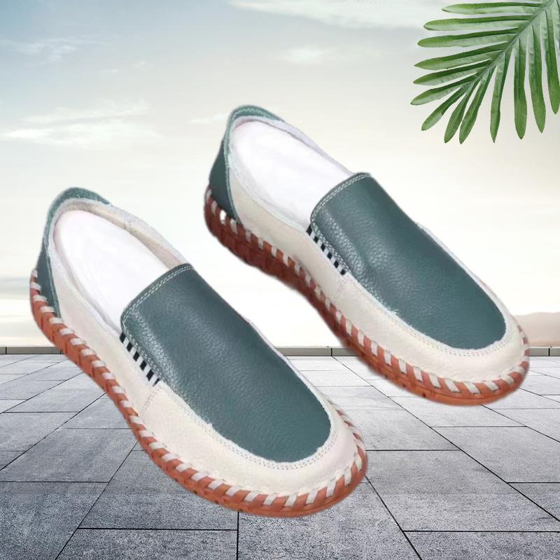 Real leather men's shoes handmade online casual leather shoes for men to step on dad's shoes for summer