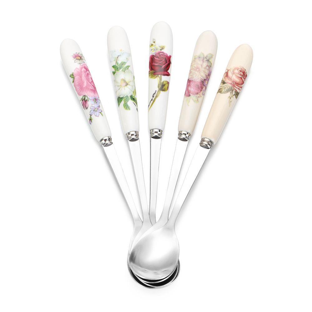 Home & Living Stainless Steel Rose Flowers Coffee Spoon TeaSpoon Kitchen & Dining Dessert Scoop