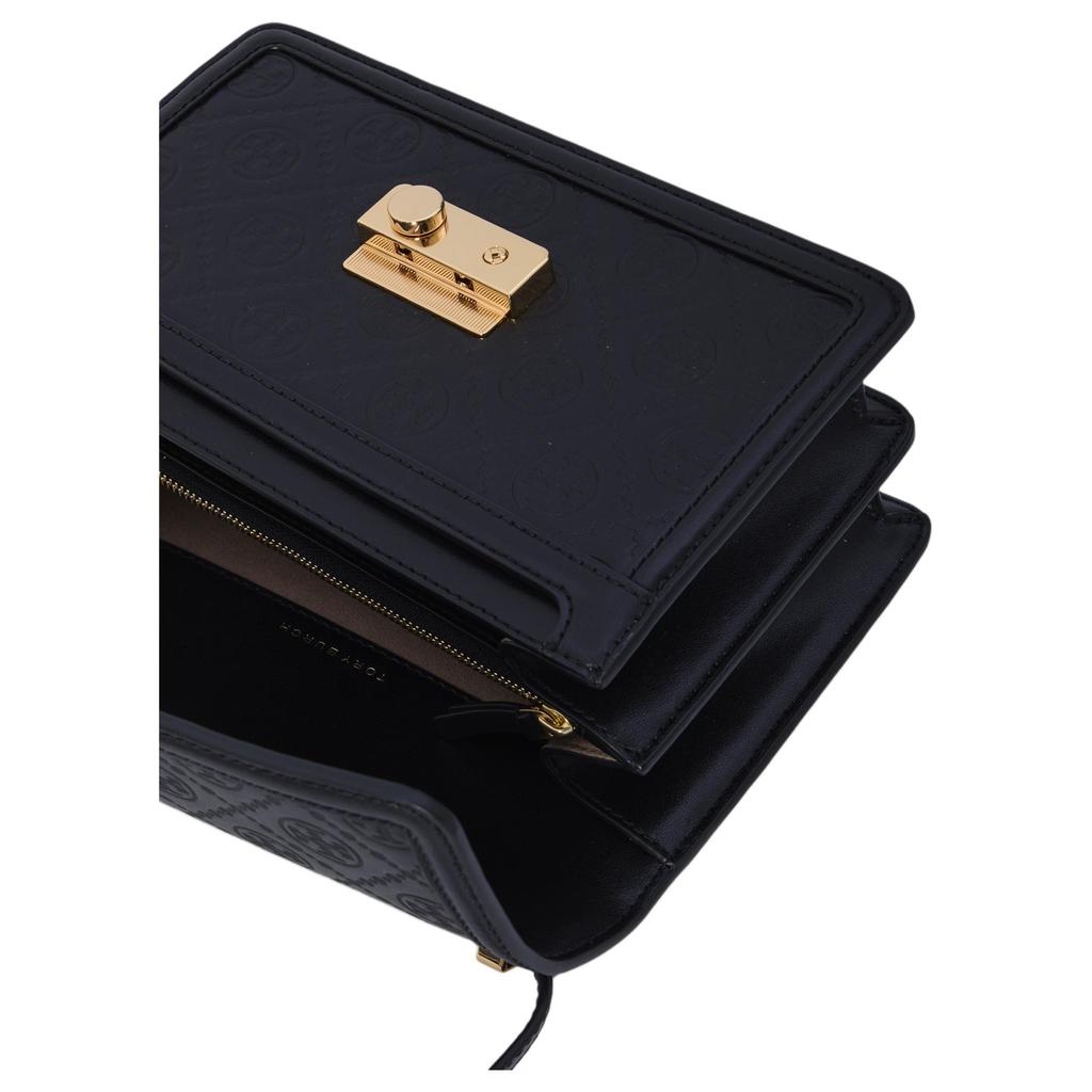 Tory Burch T Monogram Adjustable Strap Leather Crossbody Bag Women Bags Black 160210-001