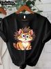 Women's Funny Bird Graphic T-Shirt Cute Fluffy Bird with Expressive Eyes Soft Everyday Casual Tee Lightweight Warm Weather Shirt
