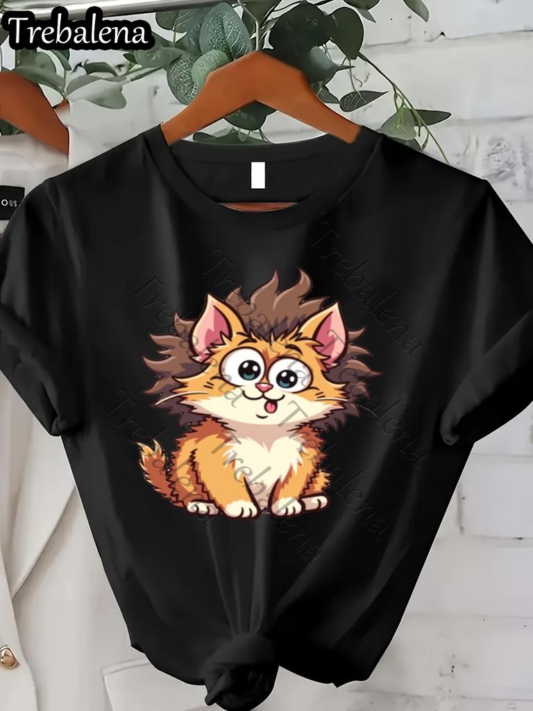 Women's Funny Bird Graphic T-Shirt Cute Fluffy Bird with Expressive Eyes Soft Everyday Casual Tee Lightweight Warm Weather Shirt