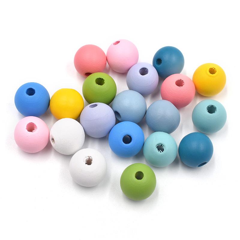 Hewood 16MM Matte Candy Color Round Wood Beads for DIY Jewelry Accessories