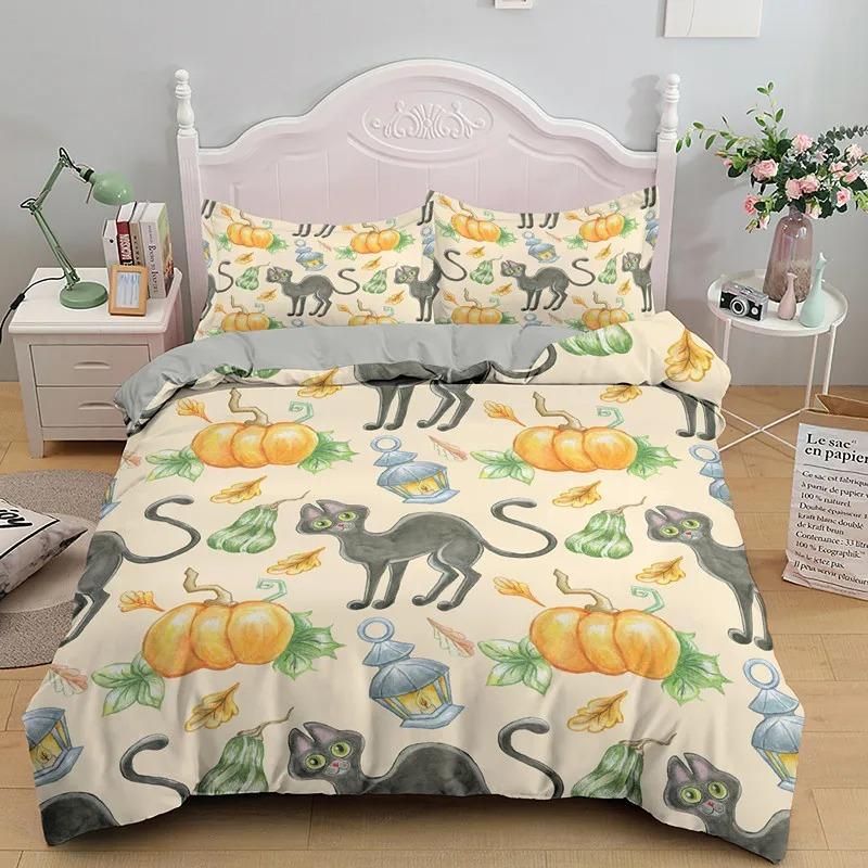 Kawaii Bed Linen Collection Cartoon Cat Design Comforter Cover Children Quilt Pillow Covers Twin Size Size Twin Size King Dimension Queen Dimension