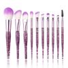 10-Piece Crystal Handle Makeup Brush Set: Includes Powder, Blush, Eyeshadow Brushes - Perfect for Beginners.