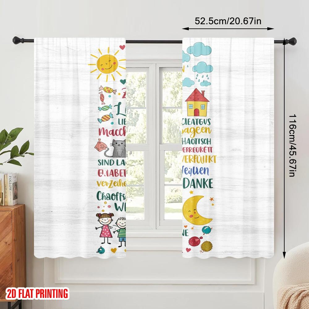 2pcs 2D Flat Printing Drapes We Laugh Live Together Polyester Without Electricity Birthday Party Use for Decorations