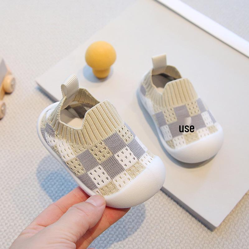 

Дышащие сетчатые спортивные кроссовки для малышей - Мягкая подошва Flyknit Повседневные кроссовки для малышей и детей 13.5cm хаки