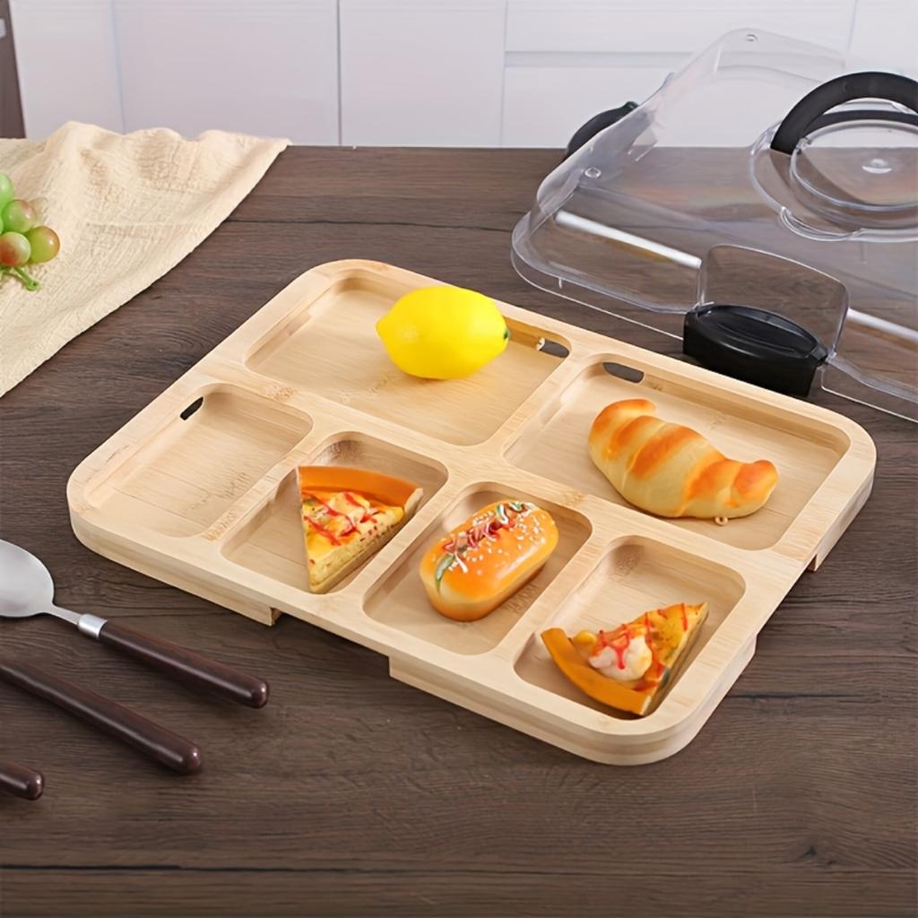 Portable Cheese Plate With Acrylic Lid,Safety Lock Reusable Flip Tray,Handle Serving Board For Cheese Snack, Party Picnic Holiday, Raw And Cooked Food