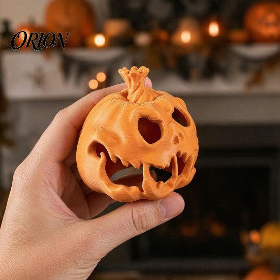 Halloween Pumpkin Ornament 3D Printed Skull Candle Holder, Hollow Design Spooky Decoration Figurine, Multifunctional Ambient Lampshade for Party