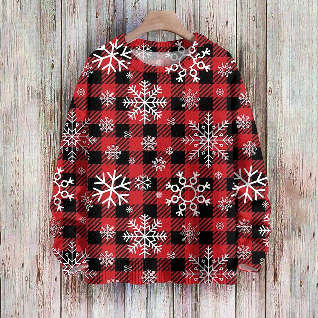 Weihnachts-Sweatshirts für Damen, Strickpullover, süßes Hemd, Herbst, Rundhalsausschnitt, Pullover, Tops