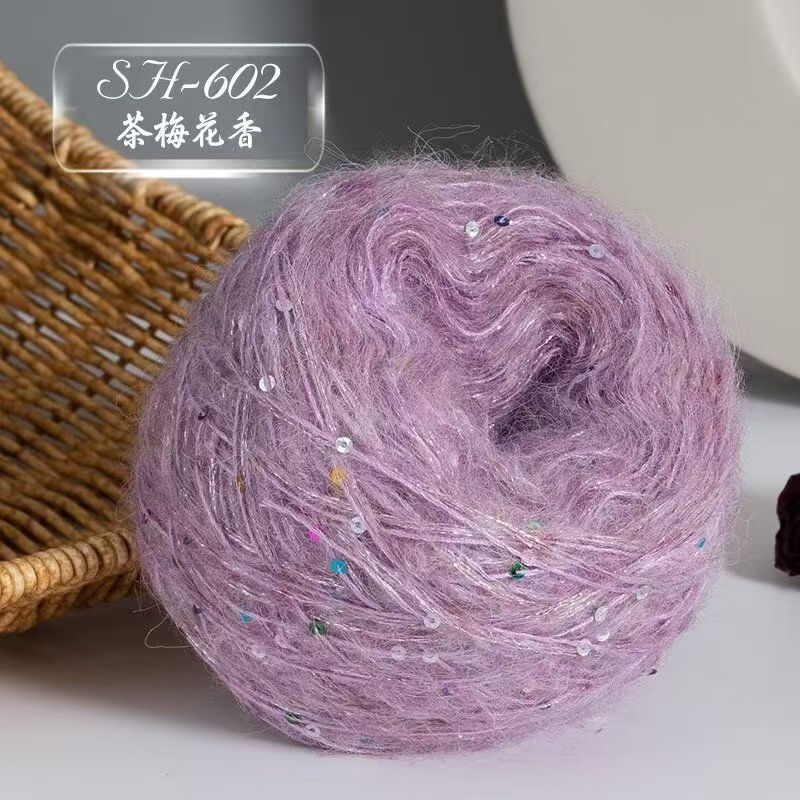 50g Big Sequins, Mohair Wool, Super Soft Yarn, Hat, Sweater, Scarf, Hand Woven DIY Shawl, Wand, Needle DIY Knitting&Crocheting