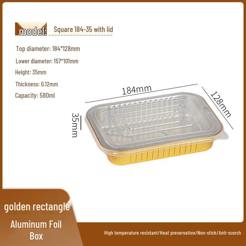 Min Nai Gold Rectangular Aluminum Foil Takeaway Containers