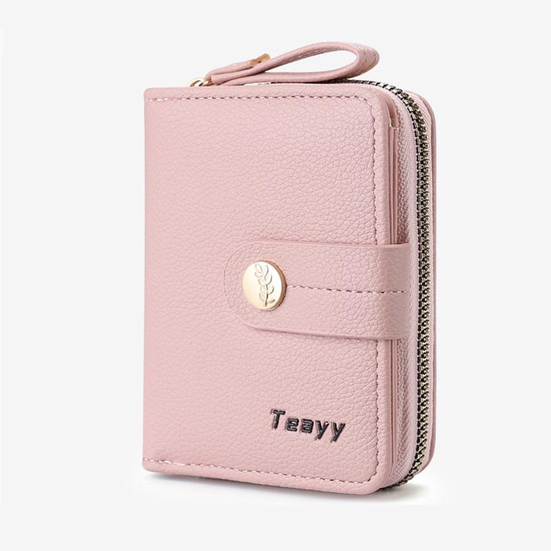 IELGY Women's Short Wallet with High-end Buckle and Multiple Card Slots Zipper