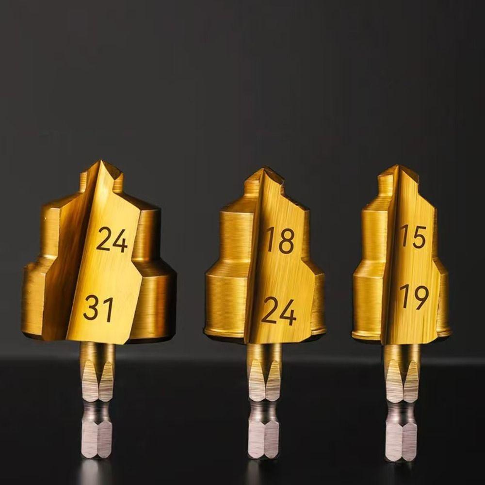 3PCS Hexagon Shank PPR Lifting Drill Bit Water Pipe Connection Tool 31/24/19mm Stepped Drill Bit Effortless Wear-resistant