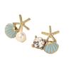Asymmetric Starfish Earrings Stud Elegant Starfish Pearls Earrings With Crystal Zircons Marine Inspired Jewelry
