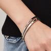 Stainless Steel Geometric Zirconia Bracelet - Chic European American Cross-Border Style Set