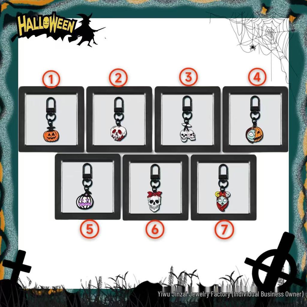 Cross-Border Halloween Skull & Pumpkin Keychain – Metal Ghost Charm Gift