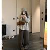 Women's Korean-Style Striped Loose Round Neck Pullover – Autumn/Winter Mid-Length Casual Top