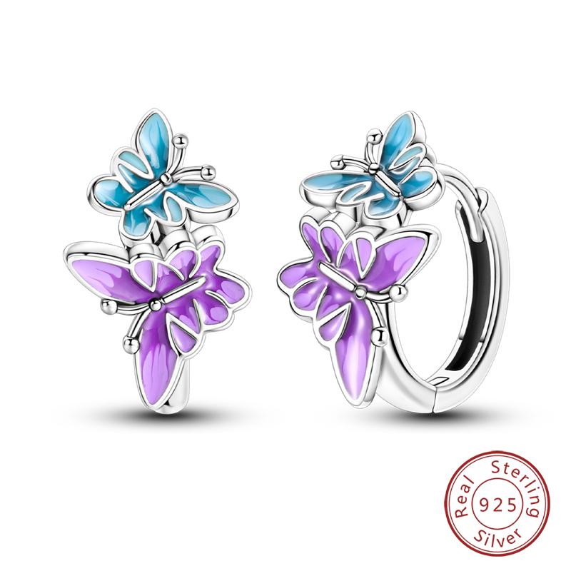 New 925 Silver Hope Rainbow Flower Earrings For Women Sparkling Colored Zircon Star Koi Earrings Fashion Party Jewelry