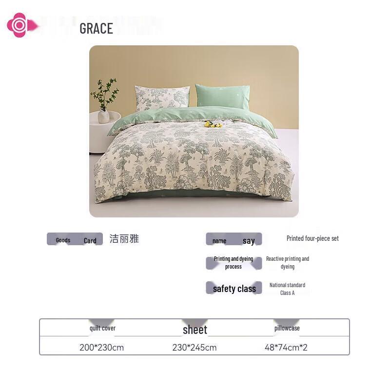 Jieliya Washed Cotton 4-Piece Bedding Set