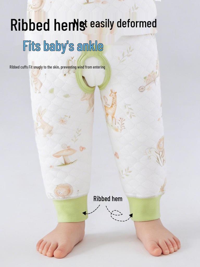 Boys' and Girls' Padded Winter Pants - Warm, High Waist, Open Crotch, Cotton for Belly Protection