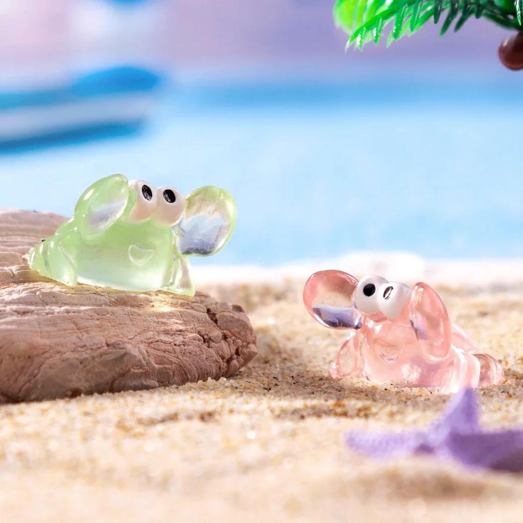 50Pcs Luminous Mini Crab Figurines Resin Freestanding Ocean Animal Decor Diy Dollhouse & Aquarium Landscape For Home Decor
