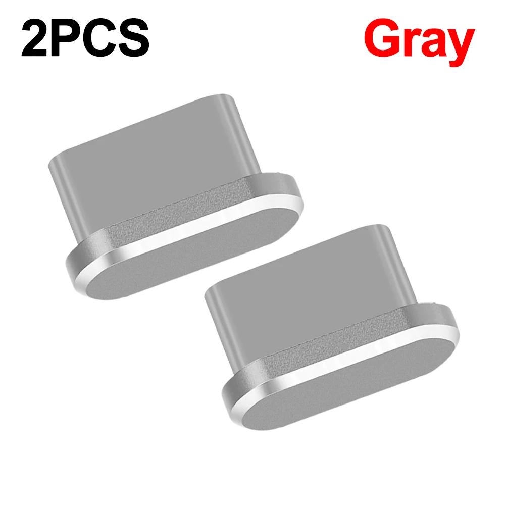 2PCS Metal Phone Dust Plugs USB C Type-C Charging Port Protectors Cap for IPhone 16 15 ProMax Mi Universal Anti-dust Dustplugs