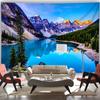 Mountain Lake Landscape Tapestry, Nature Scenery Background Cloth, Home Decor