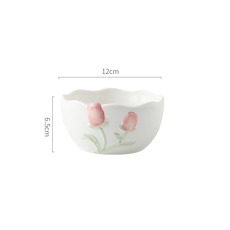 French Style Relief Ceramic Coffee Cups Home Breakfast Oat Yogurt Bowls Exquisite Flowers Dessert Plates Creative Tableware