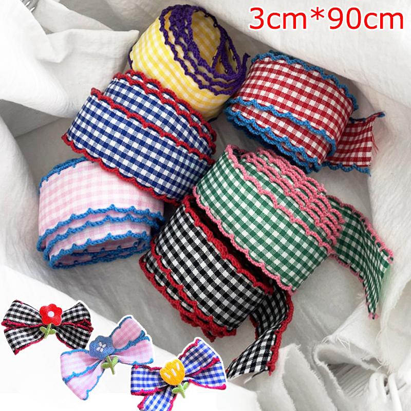 Woven Tape Hair Clips Small Squares Bow Materials Adorn DIY Color Collision Handmade Hooked Edges Headbands Decoration