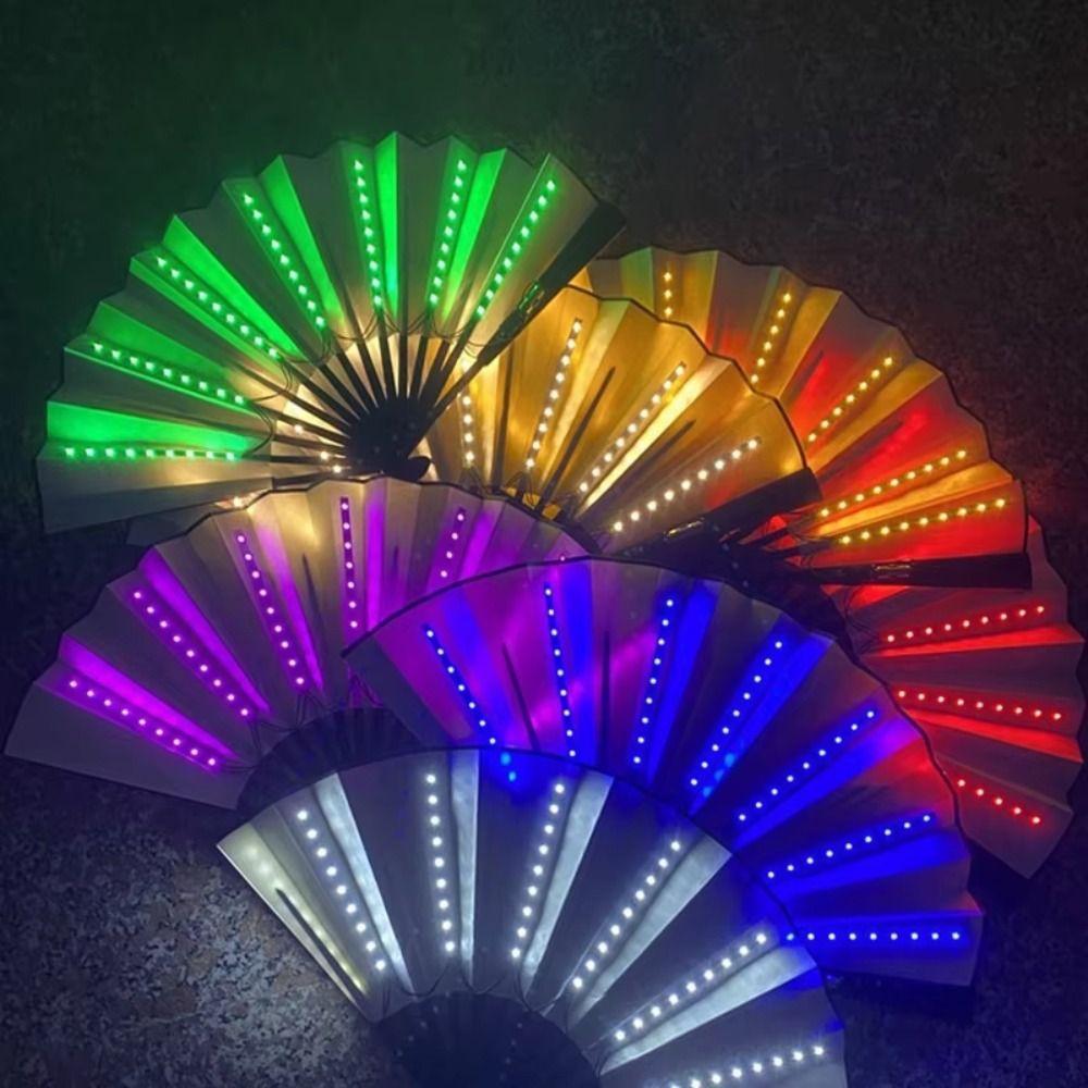 Colorful Glow Folding LED Fan Creative Glowing Hand Fan Atmosphere Prop LED Luminous Fan  Christmas