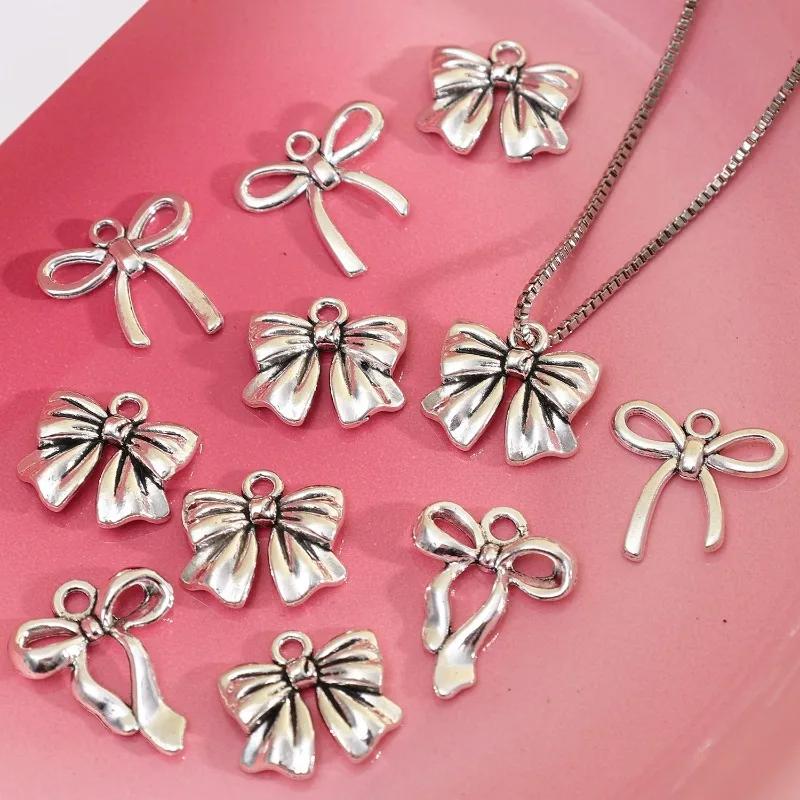20Pcs 3 Style Metal Alloy Cute Hollow Bow Charms Holiday Gifts Pendants for Jewelry Making DIY Handmade Craft