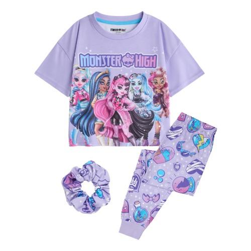 Monster high Girls Characters Short-Sleeved Long Pyjama Set (Pack of 3)