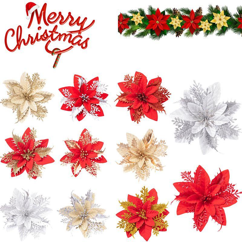 Create A Perfectly Festive Atmosphere With Artificial Glitter Flower Xmas Decor
