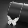 Teamer Delicate Sweet Butterfly Pendant Necklace for Women Girls Stainless Steel Fashion Choker Jewelry Valentine's Day Gift