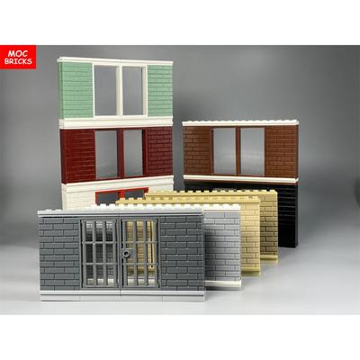 MOC Bricks Sliding Rail Door 1x4x6 Frame 60596 92589 House Wall Assembled Particles Building Block PlasticToy for Kid