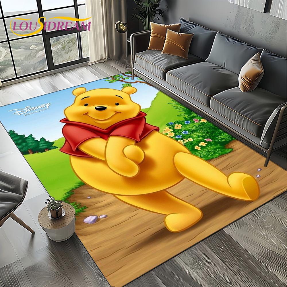 Tappeto Tappetino Decorativo Tappeto Cartoon Orso Winnie Pooh Carino 3D per Camera da Letto Soggiorno Casa Divano, Gioco Bambino Decorazione Grande Tappetino Pavimento Regalo