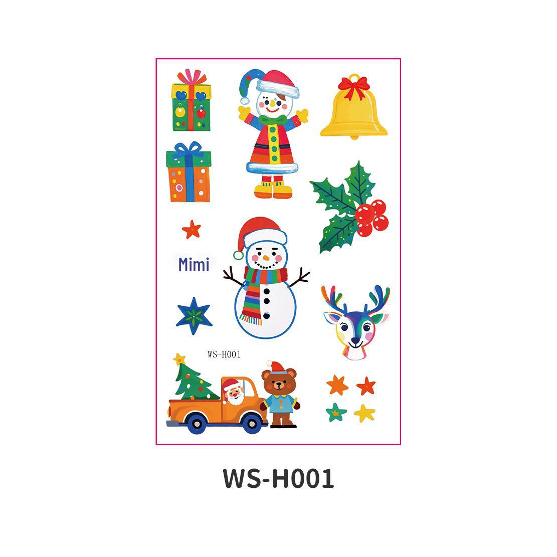 

Детские водонепроницаемые рождественские мультяшные татуировки и наклейки на окна для вечеринок 120X76mm