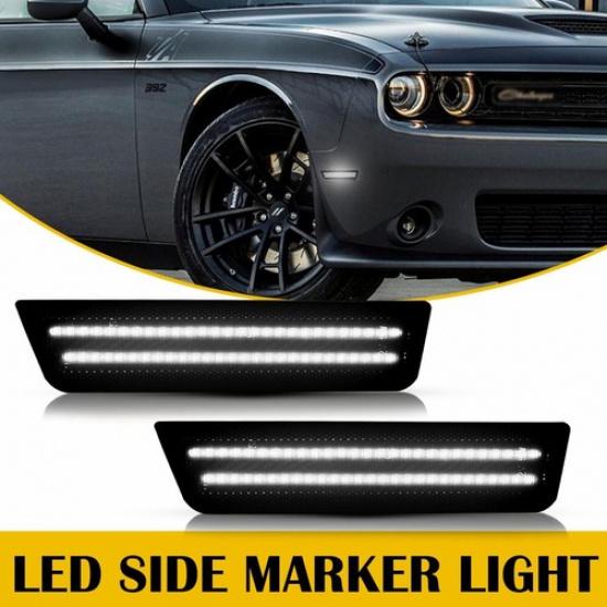 2pcs LED Side Marker Light Front Bumper Lamps For 08-14 Dodge Challenger EOA