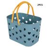 2pcs Portable Storage Basket Shower Tote Heart Shaped Hollow with Handle Organizer Bin Bathroom Pantry Kitchen Storage Box